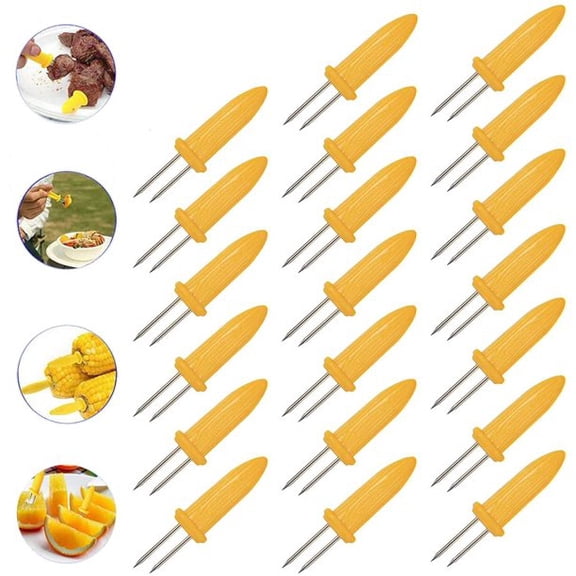 Stainless Steel Corn on the Cob Holders, Heat Resistant (20 Pack)