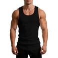 thumbnail image 7 of Men's Summer Ribbed Tank Top Scoop Neck Workout Gym Muscle Tank T-Shirt Sleeveless Undershirt Big and Tall Size L-4XL Black, 7 of 7