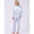 thumbnail image 4 of DARING DIVA Women's Satin Floral Button Down Pajama Sets M Blue Stripe, 4 of 6