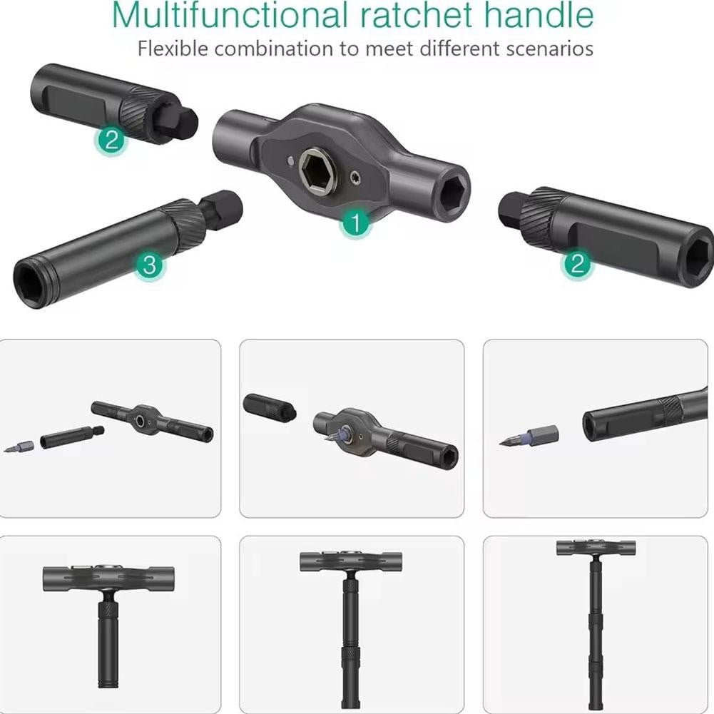 Upgraded 32-in-1 Magnetic Screwdriver Set With Detachable T-Handle Ratchet N
