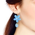thumbnail image 3 of Romantic Light Blue Quartz Floral Teardrop Brass Earrings, 3 of 4