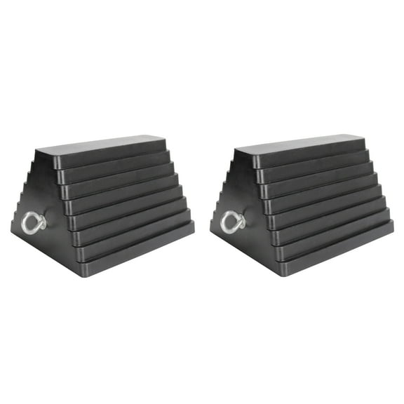 Extreme Max 5001.5775.2 Heavy-Duty Rubber Wheel Chock with Eyebolt , Value 2 Pack