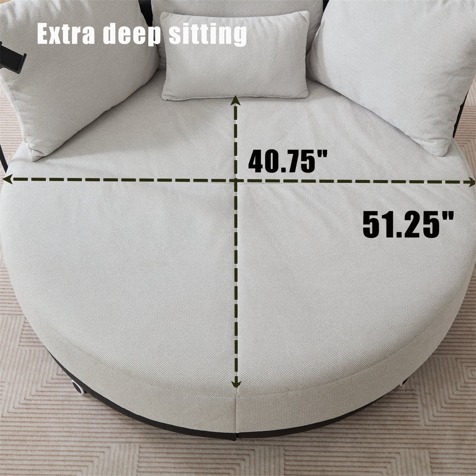 Aukfa 53 in Swivel Accent Chair, Oversized Barrel Chair Read Chair, Adjustable Phone Stand, Gray