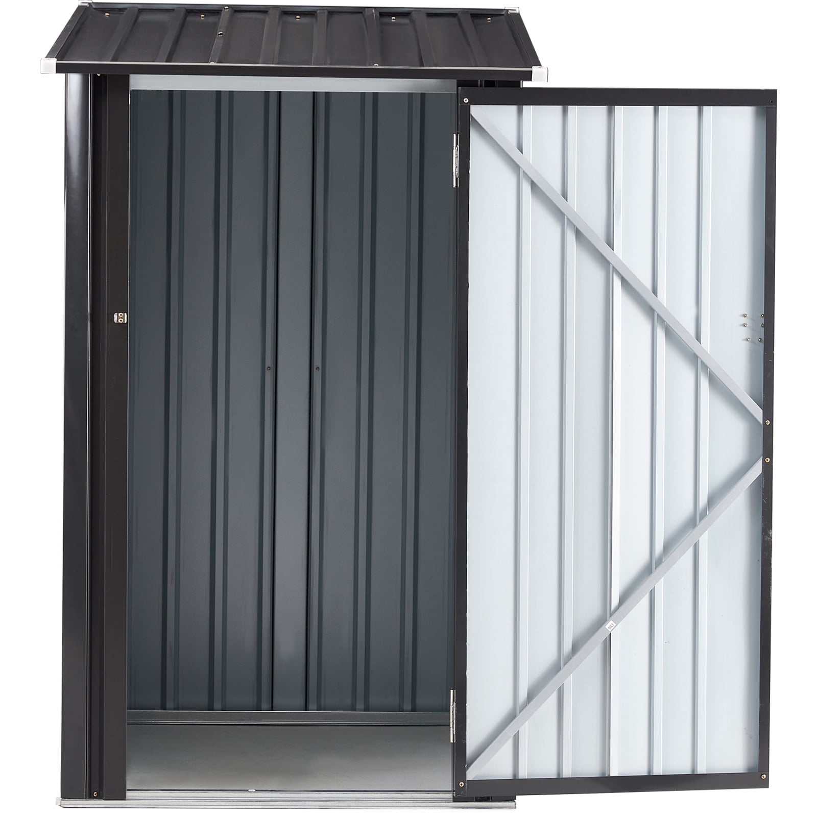 Firewood Rack, Covered Log Storage Stand for Garden Backyard Patio Porch, Gray Galvanized Steel