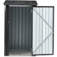 thumbnail image 4 of Royard Oaktree 3 x 3 FT Metal Storage Shed, Small Tool Shed with Single Lockable Door, All-weather Galvanized Steel Outdoor Storage Cabinet House Shed for Patio, Garden, Backyard, Lawn, Dark Gray, 4 of 7