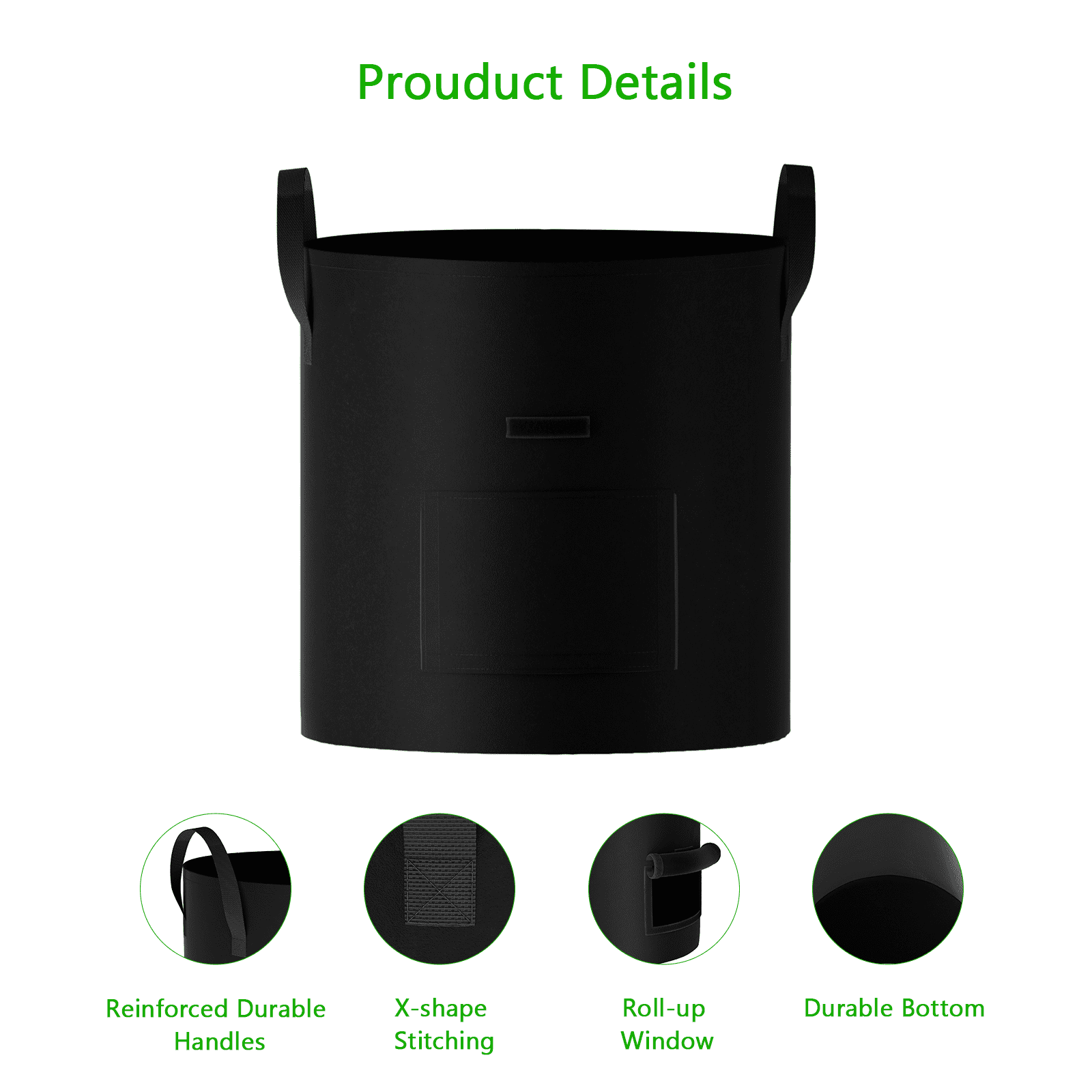 4-Pack 10 Gallon Grow Bags Heavy Duty Thickened Nonwoven Fabric Pots with Durable Handles, Black