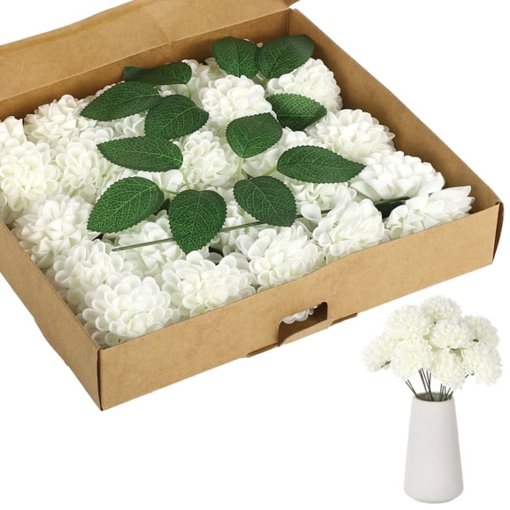 25 Pcs Cream White Artificial Hydrangea Flowers, with Stems and Leaves, for Wedding Bouquets, Centerpieces, Home Decor, Craft Arrangements, 11 Inch