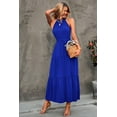 thumbnail image 2 of Women's Summer Floral Maxi Sun Dress Sleeveless Halter Neck Flowy Ruffle Hem Long Boho Dresses with Belt, 2 of 9