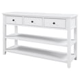 thumbnail image 3 of Retro Console Table - 3 Drawers, 2 Shelves, Antique White, 3 of 5