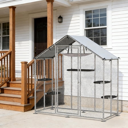 Pet Cage, Walk-in Cat Patio Enclosure Cage, Large Catio Outdoor Cat Enclosure