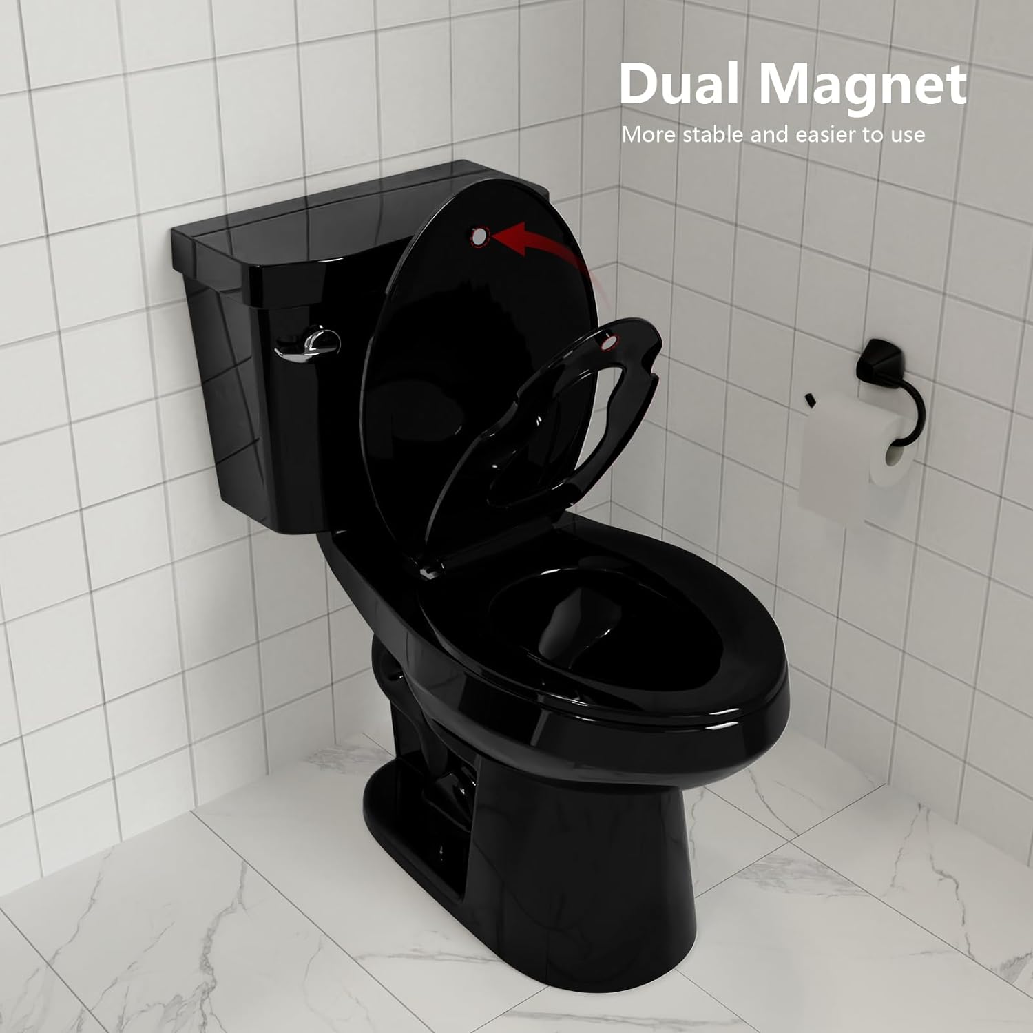 M optimized Toilet Seat, Plastic Toilet Seat With Soft Close, Never Loosen, Easy Clean, 17inch / 19inch Round Toilet Seat, Elongated Toilet Seat