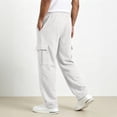 thumbnail image 4 of Dweltoz Men's Baggy Cargo Sweatpants Oversized Loose Fit Wide Leg Elastic Waist Drawstring Casual Pants with Pockets,White 3XL, 4 of 7