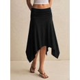 thumbnail image 4 of Women's Skirt, Elastic Waist Ruched Asymmetric Hem Midi Skirt, Fitted Flared Bottoms for Commute and Daily Wear, 4 of 6