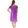 thumbnail image 3 of Nightgown for Women Cap Sleeves Plus Size Sexy Silky Feeling with a Floral Lace Design, Purple 2X-Large, 3 of 5