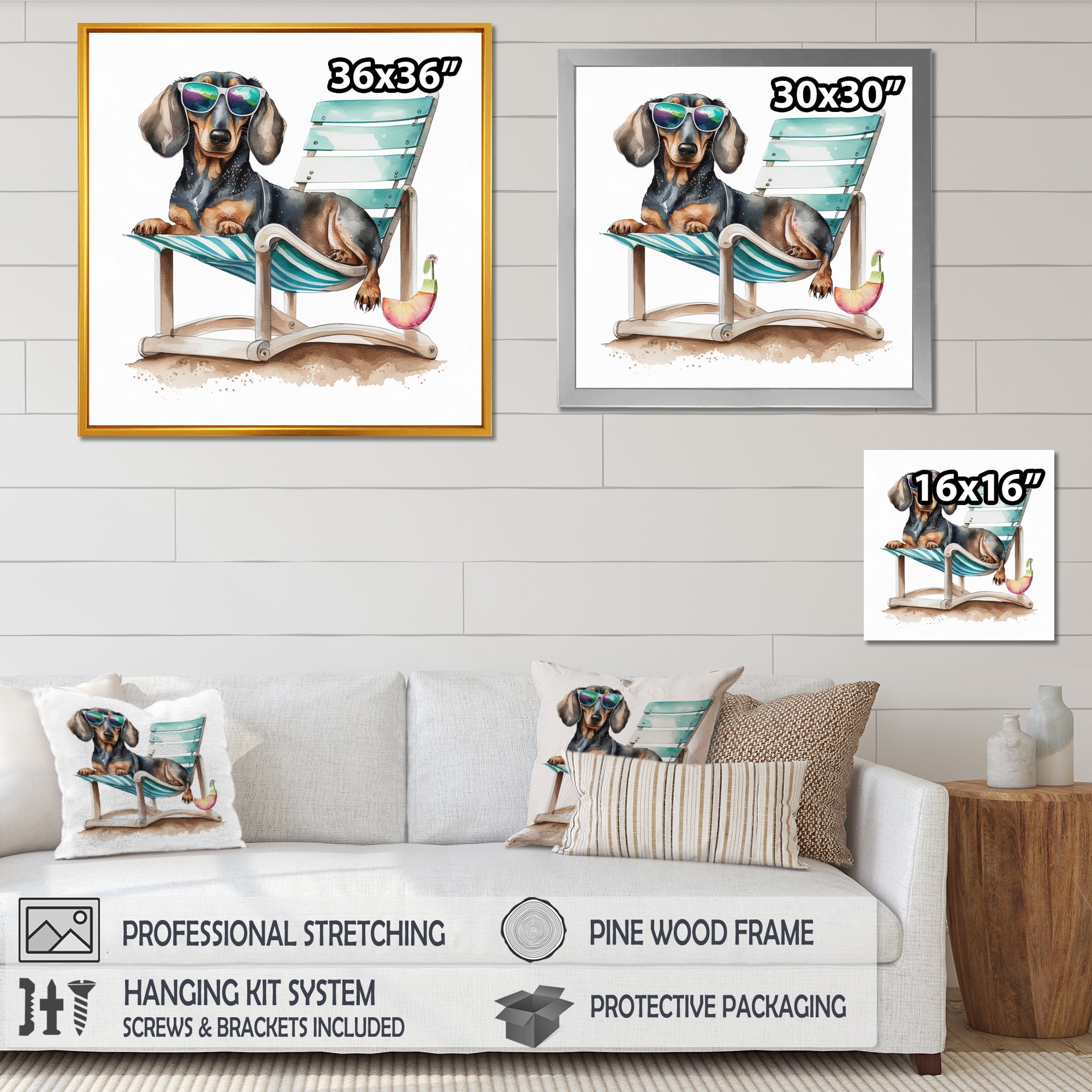 Designart Dog Laying On Chair At The Beach I Canvas Wall Art