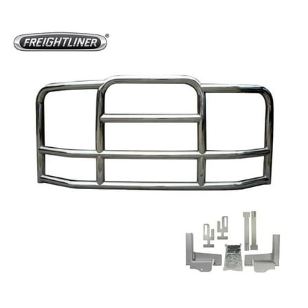 Large Model Deer Grille Guard Compatible for Freightliner Cascadia (2008-2017) with Brackets - 90"x10-1/5"x40" Heavy Duty Polished Stainless Steel Grille Guard for Trucks