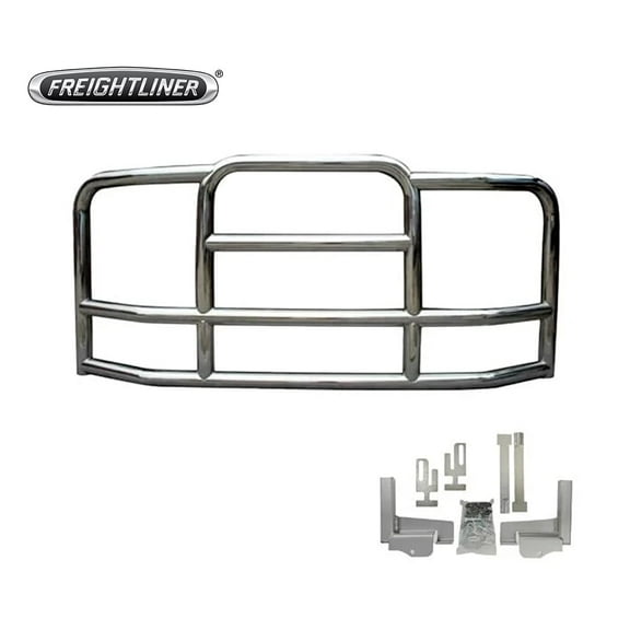 Large Model Deer Grille Guard Compatible for Freightliner Cascadia (2008-2017) with Brackets - 90"x10-1/5"x40" Heavy Duty Polished Stainless Steel Grille Guard for Trucks
