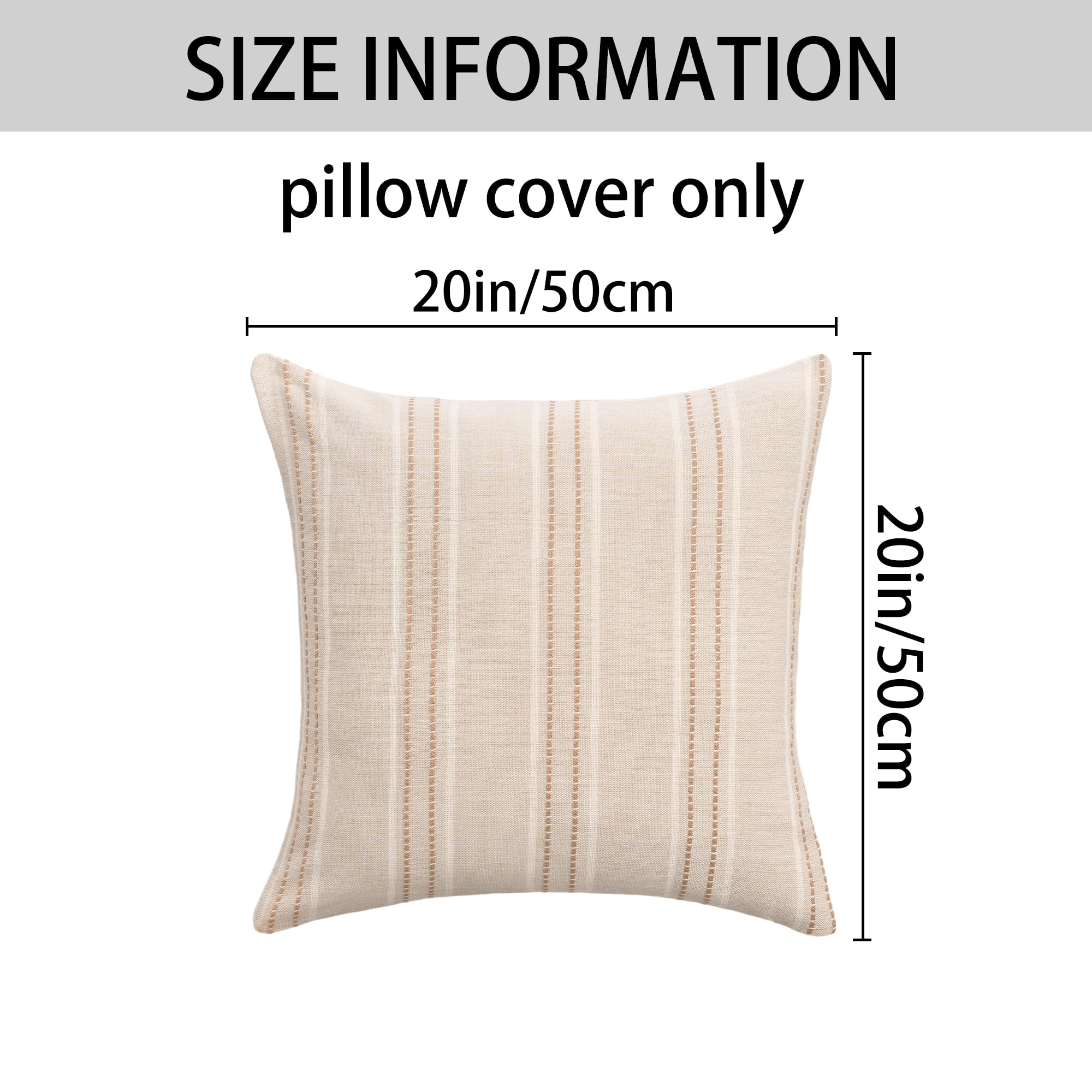 Unique Bargains Pack of 2 Striped Soft Cozy Cushion Cases Pillow Covers 20" x 20" Apricot