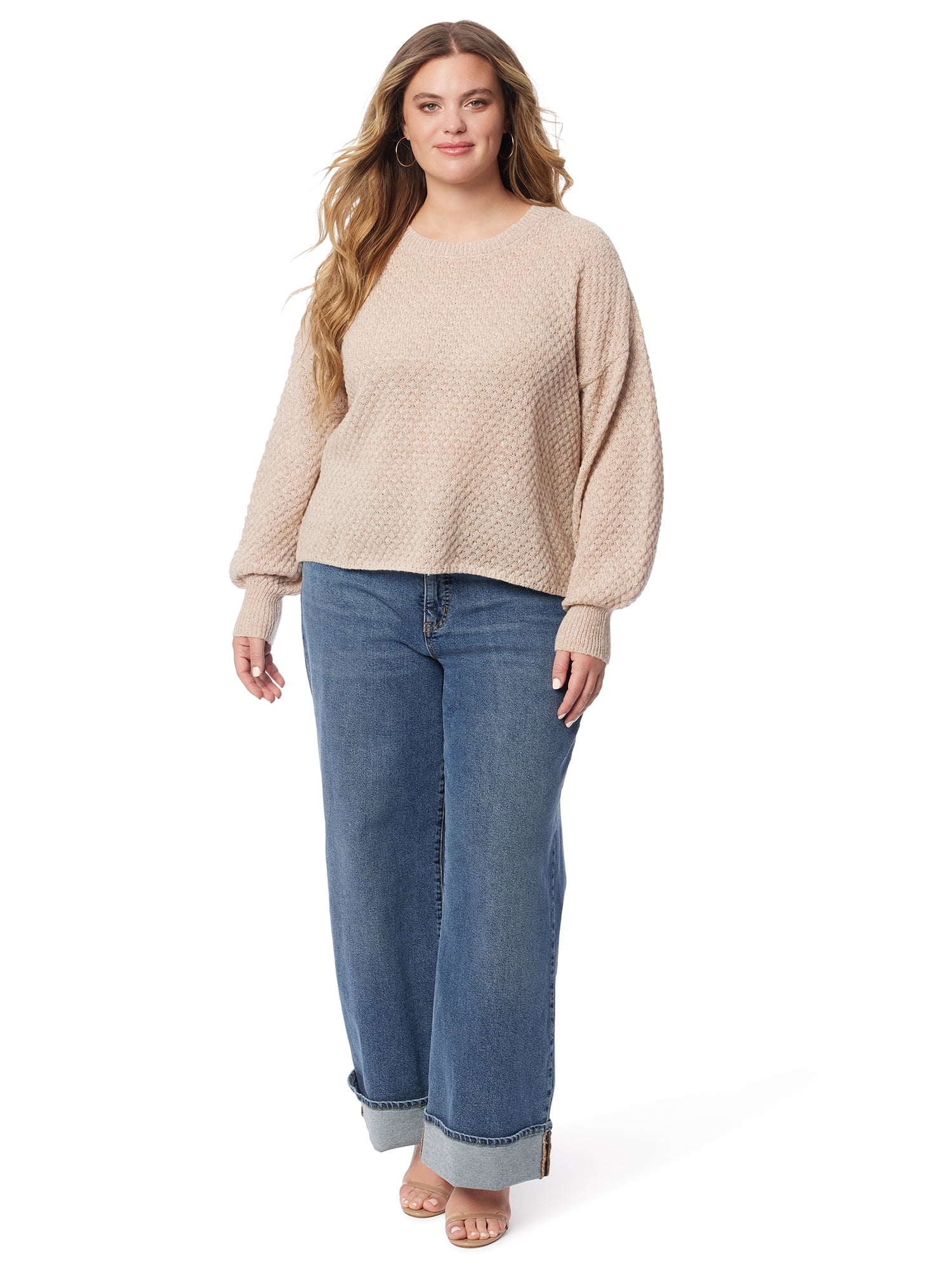 Jessica Simpson Women's Plus Size Suki Crop Pullover, XS-4X