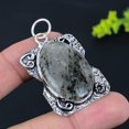 thumbnail image 2 of Natural Lodolite Quartz Gemstone 925 Sterling Silver Gift Pendant 2.13", 2 of 2