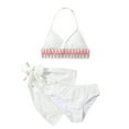 thumbnail image 6 of GYRATEDREAM Girl's 3 Piece Swimsuit Set Summer Halter Bikini Set with High Waisted Cover Up Beach Skirt Swimwear for 8-9Y White, 6 of 6