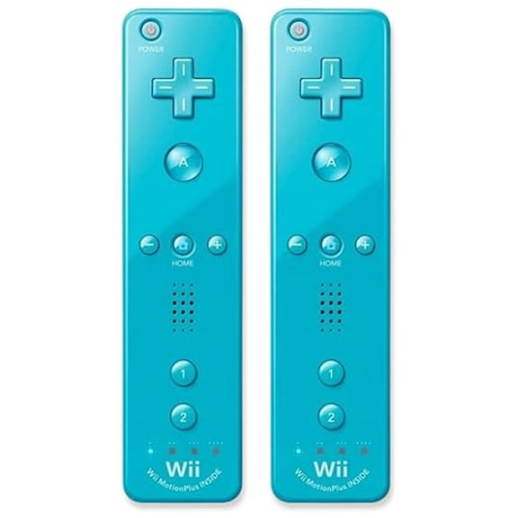 Restored Wii Remote with Motion Plus - Wireless Bluetooth Game Controller, Blue 2 Pack