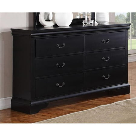 Pine Wood 6 Drawer Dresser Black Walmart Com