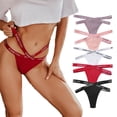 thumbnail image 4 of Braguitas de mujer sexys con cinturón y letras cruzadas, tanga de algodón con hilo de división alta, 4 of 6