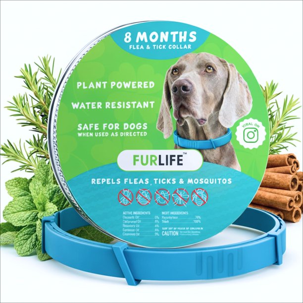 Collar antipulgas y antigarrapatas FurLife impermeable azul ajustable