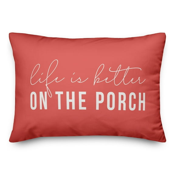 Creative Products Life is Better On the Porch Coral 14x20 Indoor / Outdoor Pillow