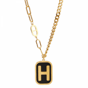 H letter necklace thick chain sweater chain 2021 niche design woven hip-hop black brand clavicle chainGold