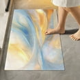 thumbnail image 6 of Toilet Rug U-Shaped Bathroom Rugs Non-Slip Soft Plush Machine Washable Contour Bath Mat Light Blue Gold Marble 24x20, 6 of 9