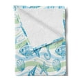 thumbnail image 2 of Nautical Soft Flannel Fleece Throw Blanket, Marine Ocean Shell Starfish Oyster Mollusk Sea Horse Underwater Aquatic Pattern, Cozy Plush for Indoor and Outdoor Use, 70" x 90", Mint Blue, by Ambesonne, 2 of 5