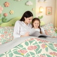 thumbnail image 5 of meiyoeat Soft Floral 7-Piece Twin Bedding For Girls,Pastel Print Bedding Comforter Set,Pink Green Cream,Light Gray Reversible, 5 of 7