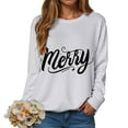 thumbnail image 4 of larppty Merry Sweatshirts for Women Christmas Crewneck Sweaters Letter Pullover Winter Tops Fashion Outfits (Light Gray, L), 4 of 6