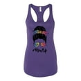 thumbnail image 3 of Mom Life Messy Hair Bun | Tie Dye Leopard Print Bandana | Funny Mother's Day Mother's Day Ladies Racerback Sleeveless Top, Purple Rush, M, 3 of 5