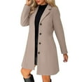 thumbnail image 2 of jobturf Wool Coats for Women Dressy Casual Single Breasted Jackets Long Sleeve Going Out Tops Fall Spring Fashion Notched Lapel Trench Coat with&nbsp;Pockets, 2 of 9