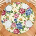 thumbnail image 2 of Round Fitted Tablecloth with Elastic Edges Fits 36"-44" Round Tables Pioneer Colorful Floral Waterproof Table Cover Washable Indoor and Outdoor for Party Kitchen Dinner Banquet Patio Picnic, 2 of 7