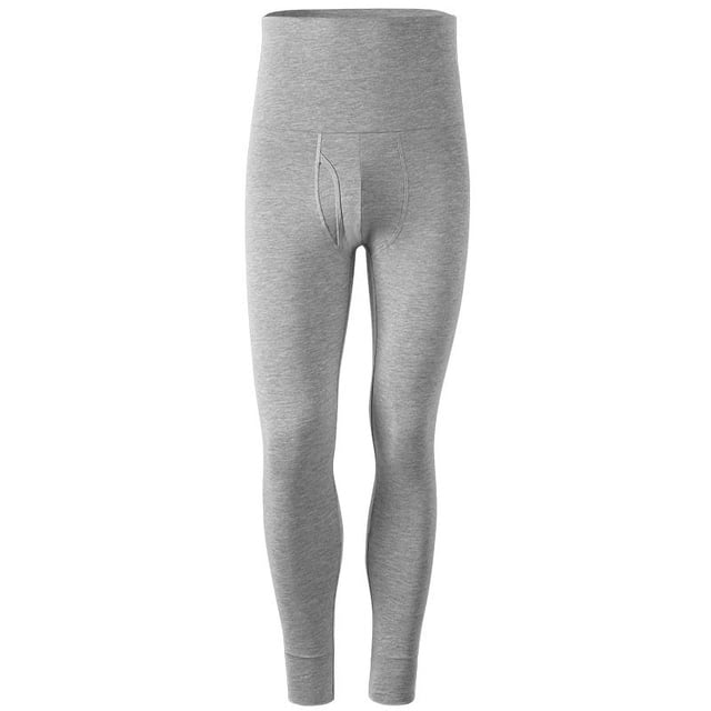 Pantalones largos de algodón para hombre, otoño e invierno, finos, ajustados, de doble capa, de cintura alta, cálidos, elásticos, a la moda