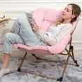 thumbnail image 6 of OAKHAM Comfy Saucer Chair, Folding Faux Fur Lounge Chair for Bedroom and Living Room, Flexible Seating for Adults, X-Large, Pink, 6 of 7