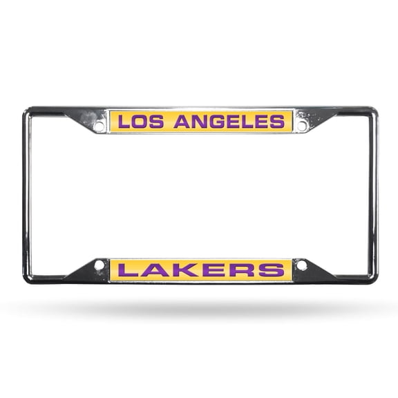 Los Angeles LA Basketball Lakers 4-Corner EZ View Chrome Metal Laser License Plate Frame
