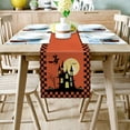 thumbnail image 2 of Halloween Castle Pumpkin Table Runners 72 Inches Long Washable Orange Plaids Table Runner for Round Table Kitchen Coffee Dining End Table Living Room Use, 2 of 8