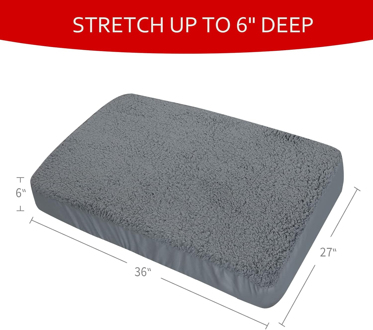 Dog Bed Covers Soft Plush Replacement Washable, Waterproof Dog Bed Liner Grey, Pet Mattress Cover 30x20 Inches, Cover Only