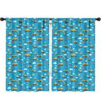 Blackout Kids Curtains,Cartoon Construction Vehicles Clouds Childrens Insulated Curtains Set Of 2,Bedroom Essentials,Toddler Room Decor 52"x84"