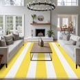 thumbnail image 4 of Yellow Striped Area Rug 6x9 FT, Non Slip Living Room Throw Carpet, Modern Simple Monochrome Geometric White Washable Soft Large Floor Carpet Non-Shedding Rug for Bedroom Dining Room Play Room, 4 of 9