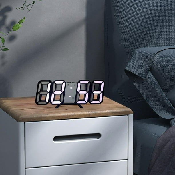 Reloj despertador digital LED reloj digital con brillo ajustable mini reloj de mesa para sala de estudio mesita de noche decoracion de dormitorio En blanco y negro mayimx Despertador Bodega Aurrera