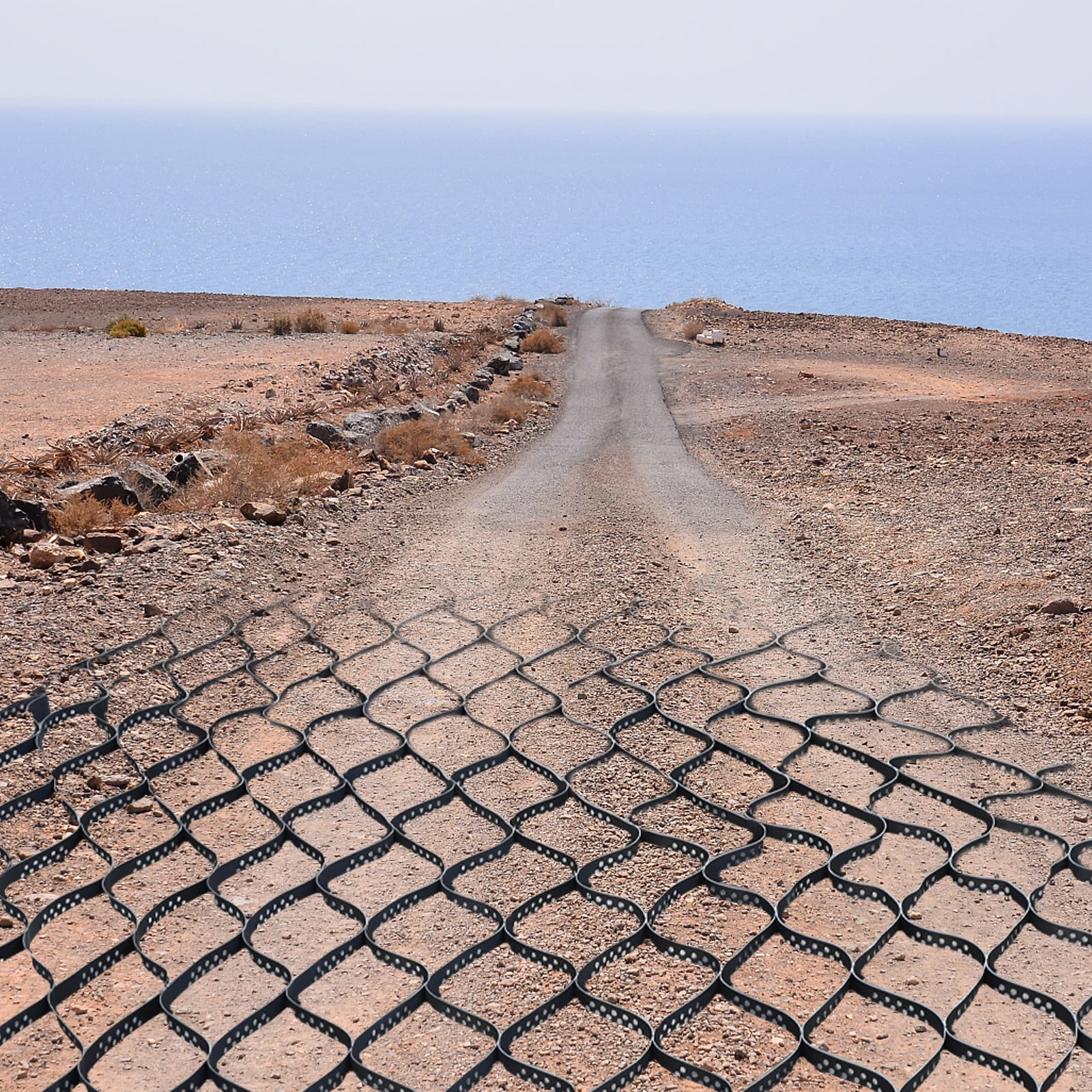 2" Thick Geo Grid Mesh for Gravel Walkways Driveway HDPE 160 sq ft Ground Geogrid Retaining Wall Reinforcement for Landscape, Patios, Parking Lots, Desert, Saline/Swelling Soil