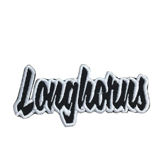 Longhorns - Black/White - Team Mascot - Words/Names - Iron on Applique/Embroidered Patch