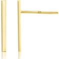 thumbnail image 5 of Minimalist Real 14k Yellow Gold Polished Dainty Trendy Stud Bar Line Stick Earrings, 5 of 9