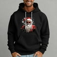thumbnail image 4 of Men's Pullover Hoodie with Santa Claus Graphic Print Drawstring Hood Long Sleeve Kangaroo Pocket Casual Fit Sweatshirt Black L, 4 of 5